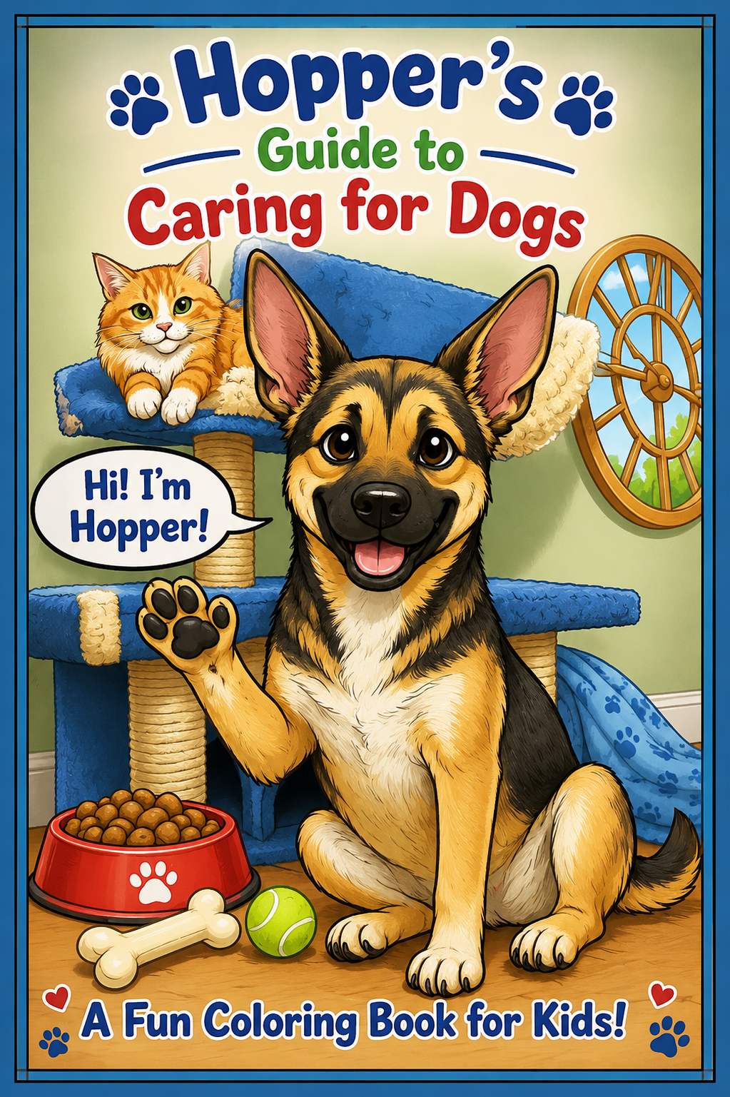 Hopper's Guide to Caring for Dogs — animal welfare coloring book cover